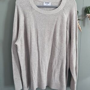 Old Navy Women's Light Gray Waffle Knit Sweater